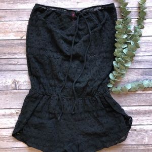 Black mesh cover up romper.